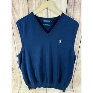 Polo Golf Ralph Lauren XL Men Sweater Vest Navy Blue Sleeveless Vneck XLarge